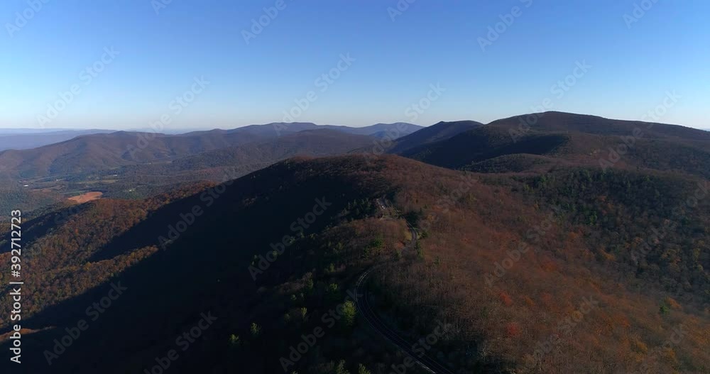 Skyline Drive in Shenendoah National Park, along the Appalachian Trail, aerial drone footage Skyline Drive in Shenendoah National Park, along the Appalachian Trail, aerial drone footage