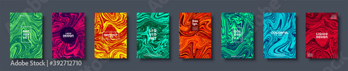 Colorful abstract geometric background. Liquid dynamic gradient waves. Fluid marble texture. Modern covers set. Vector illustration.