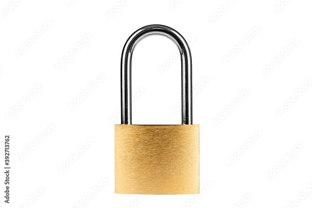 Padlock gold padlock isolated on white background. Padlock gold padlock isolated on white background.