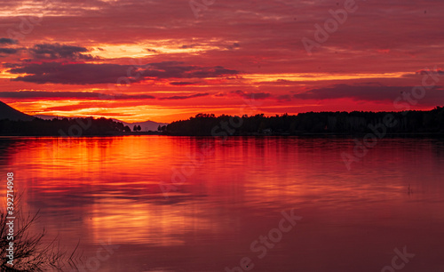 Wonderful sunset from the Cubillas reservoir in Granada (Spain)