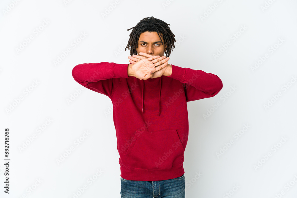 Young african american rasta man doing a denial gesture Young african american rasta man doing a denial gesture