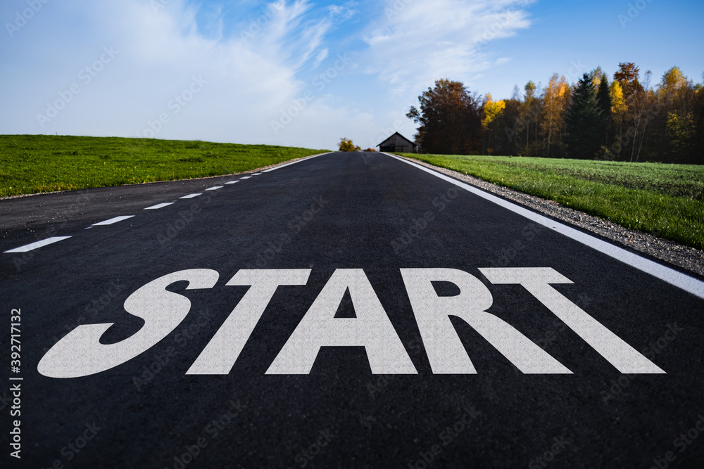 custom made wallpaper toronto digitala dark, new street with a white lettering "start" on the ground