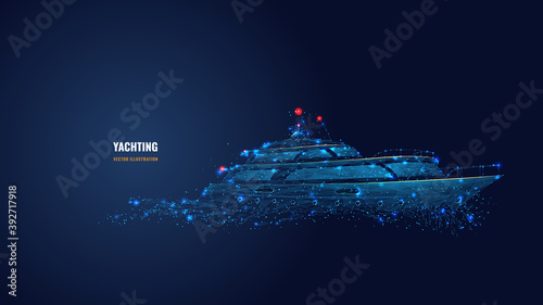 Photo Abstract 3d illustration of yacht in dark blue