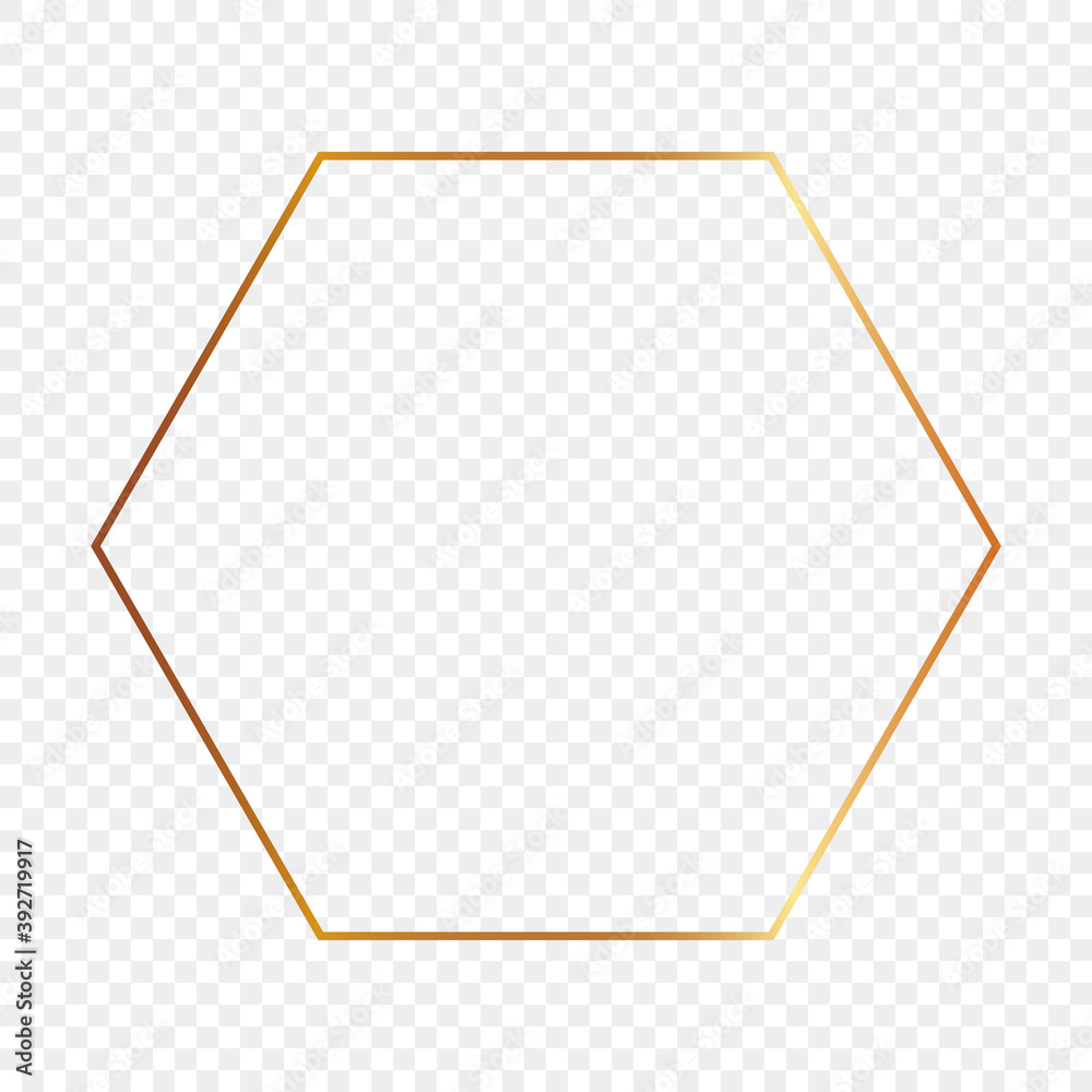 Gold glowing hexagon frame Gold glowing hexagon frame