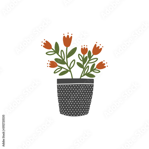 Fototapeta Naklejka Na Ścianę i Meble -  Cute vector illustration of a flower pot isolated on white background.