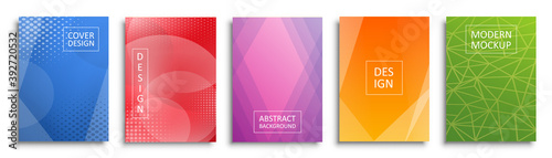 Abstract paper set line pattern background mockup design. Abstract art collection colors poster. Blue yellow purple red green color backdrop for poster banner cover - stock vector