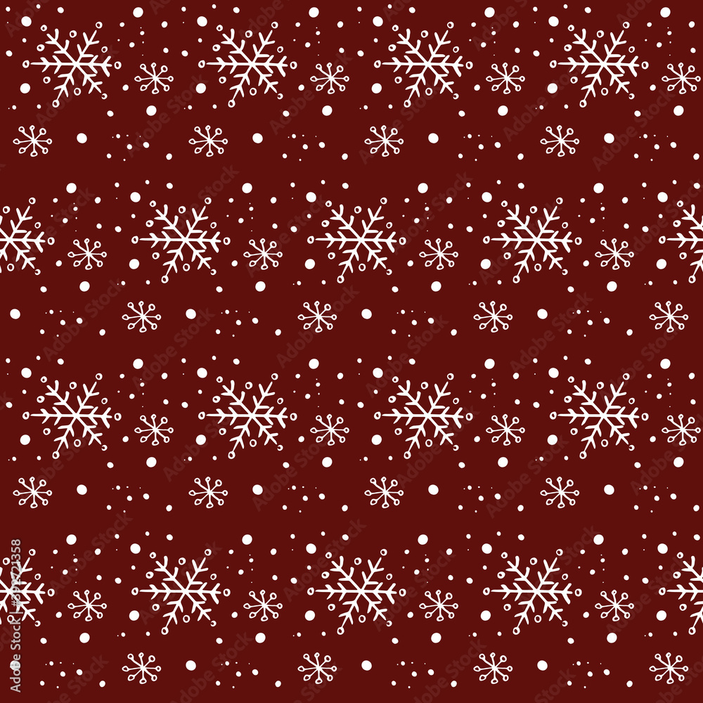 Seamless pattern with snowflakes. New year vector texture on a red background. Christmas design for packaging, textile, gift card. Seamless pattern with snowflakes. New year vector texture on a red background. Christmas design for packaging, textile, gift card.