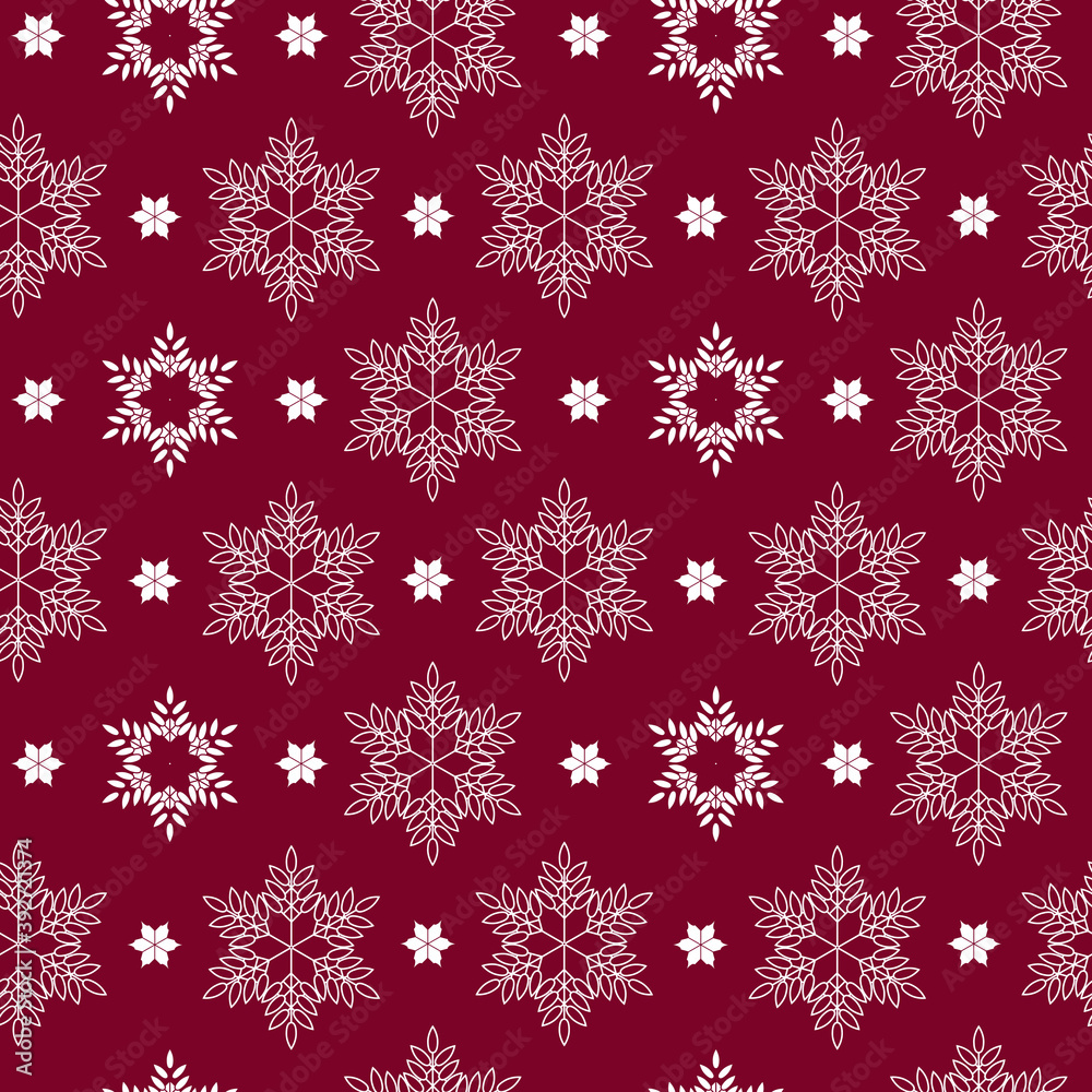 Seamless pattern with snowflakes. New year vector texture on a red background. Christmas design for packaging, textile, gift card. Seamless pattern with snowflakes. New year vector texture on a red background. Christmas design for packaging, textile, gift card.