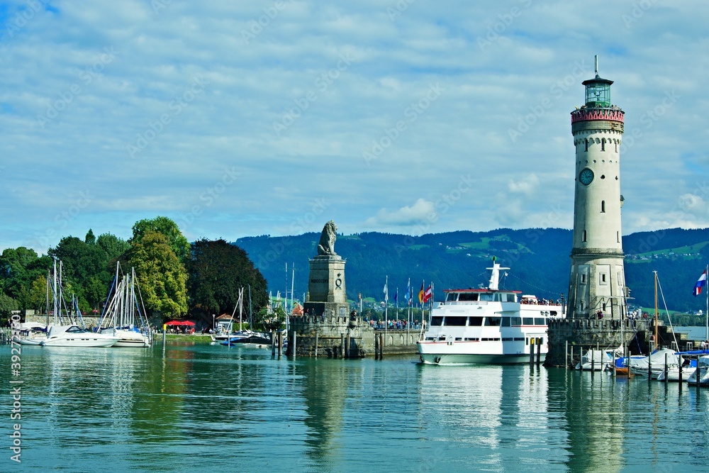 Germany-view of the entrance to the port of Lindau at Lake Constance