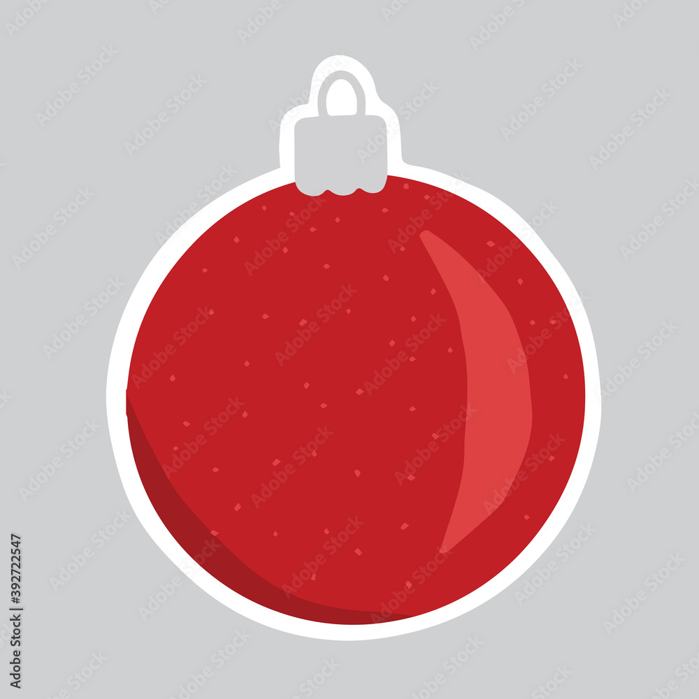 Obraz premium Christmas sticker with festive red ball, holiday element ready for print, raster illustration