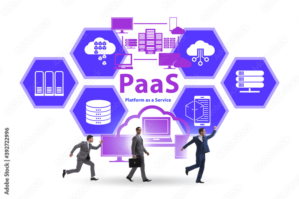 Platform as a service concept with businessman Platform as a service concept with businessman