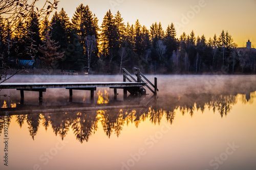 Sunrise at Lake Kirchsee near Bad Toelz in Bavaria photo