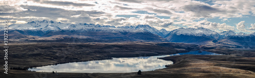 panoramic of lake and mountains