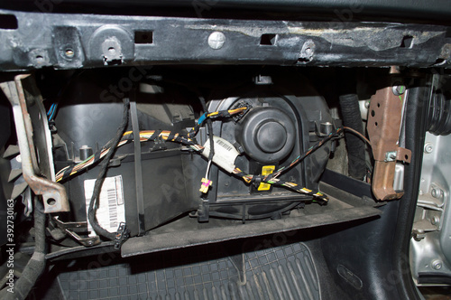 Car with the glove box removed