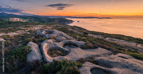 Anochecer en la costa de Xove, Lugo, Galicia, España. photo