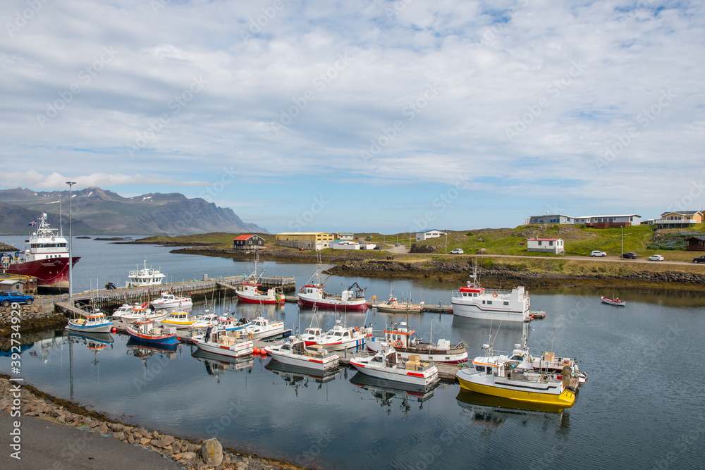 Boats in port of Djupivogur in East Iceland