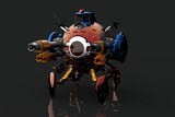 3d illustration of a battle robot with high power cannons