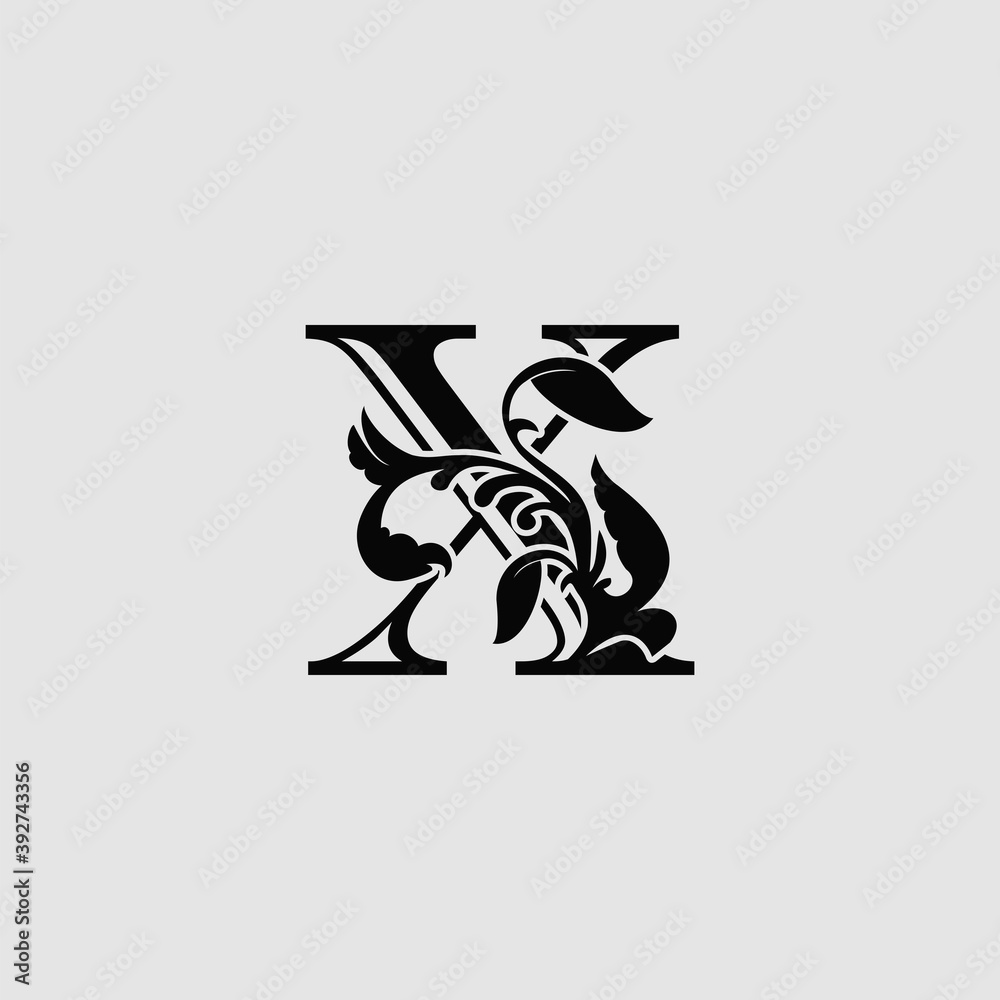 X Luxury Letter Logo Icon, Monogram vector design concept abstract nature floral letter with leaf X Luxury Letter Logo Icon, Monogram vector design concept abstract nature floral letter with leaf