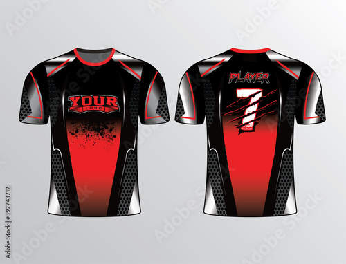 Wild animal claws on the back black red edgy design jersey template with metallic pattern-filled perfect for sports team gear
