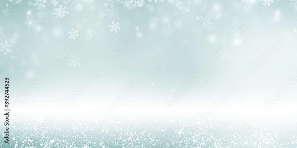 Fototapeta premium white snow blur abstract background. Bokeh Christmas blurred beautiful shiny Christmas lights