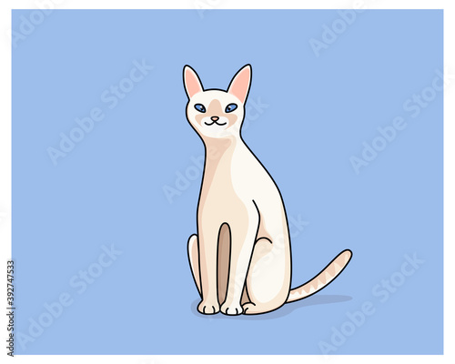 The kitty is light, beige in the style of cartoon. Stock vector illustration.