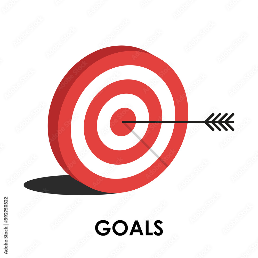 Target. Red aim, arrow, Idea concept, perfect hit, winner, target goal icon. Success abstract pin logo