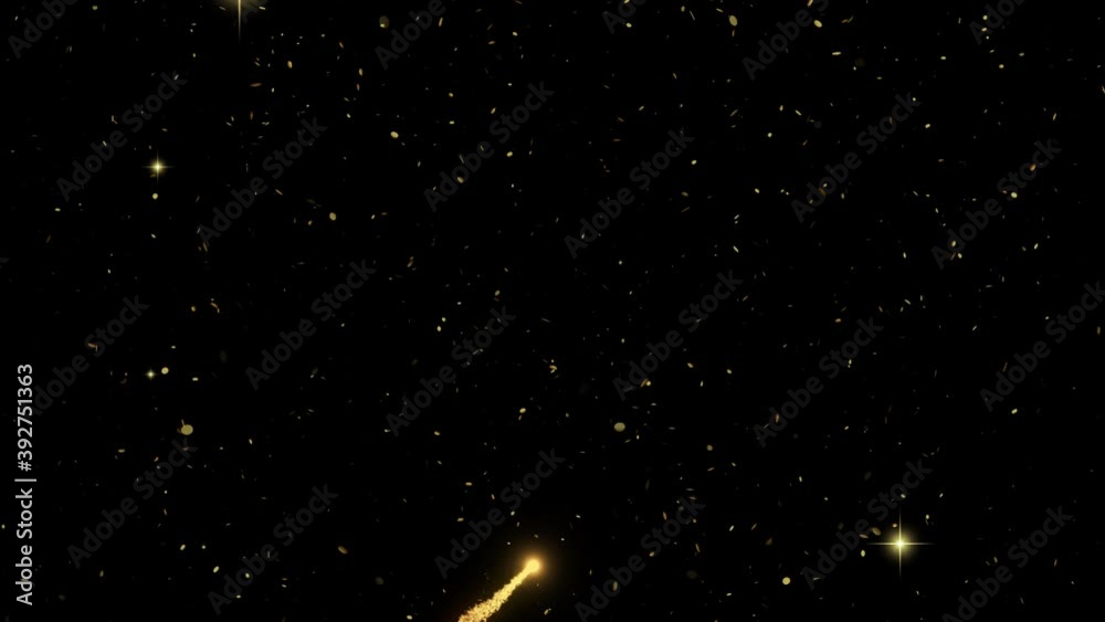 4K. Abstract blur of real golden shining fireworks with bokeh lights 4K. Abstract blur of real golden shining fireworks with bokeh lights