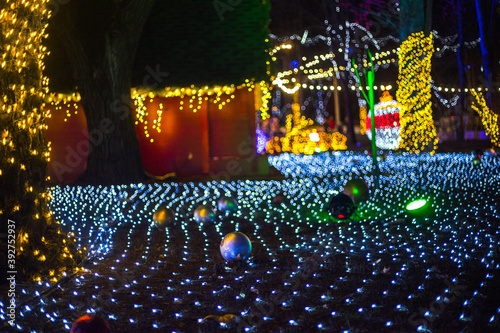 christmas lights on the house, beautiful christmas glowing trees