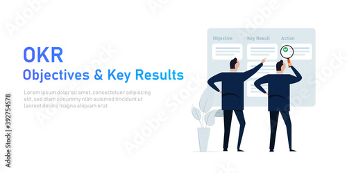 OKR objectives and key results illustration of management implementing strategy task management