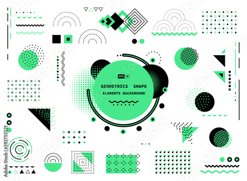 Abstract design of memphis black and black geometric shape modern cover design. illustration vector eps10