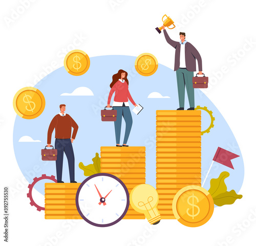 Salary income difference social problems concept, vector flat cartoon graphic design illustration