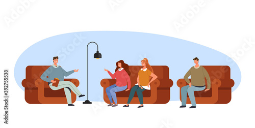 Psychologist therapy people problems addiction concept, vector flat cartoon graphic design illustration set