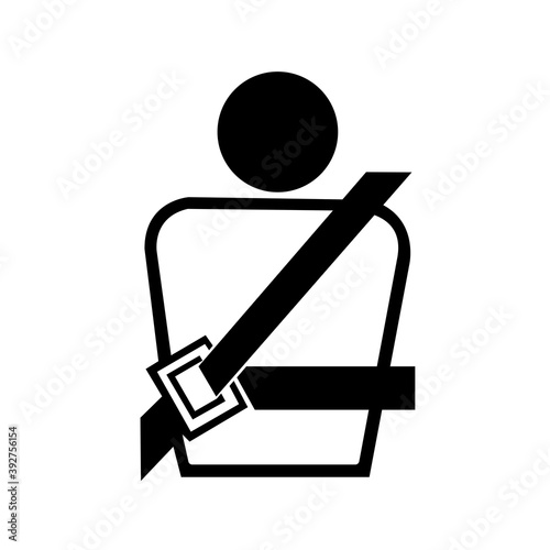 Fasten Seat Belt Black Icon,Vector Illustration, Isolated On White Background Label. EPS10