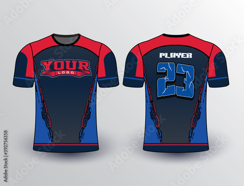Принти на полотні Combination of black blue and red with a touch of white and a unique design patt