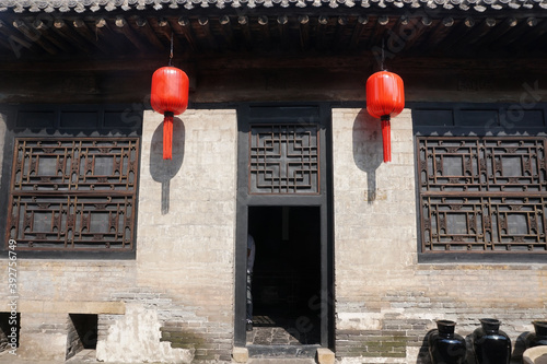 Traditional Chinese architecture courtyard door decoration.
