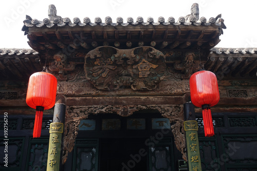 Traditional Chinese architecture courtyard door decoration.