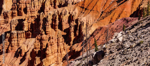 Panorama, fantasticly eroded red Navajo sandstone photo