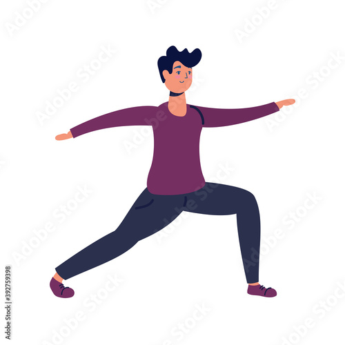 young man practicing exercise character