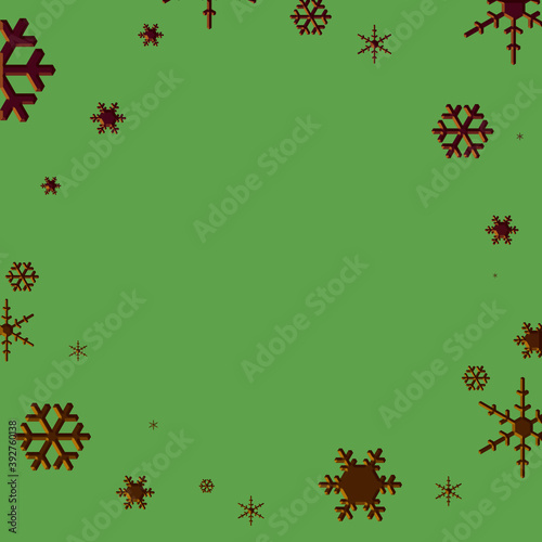 Christmas pattern with holly objects. green background and brown design. Autumn festive concept 