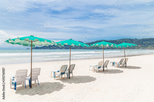 Chairs And Umbrella on the Beach.