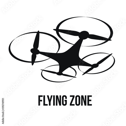 Flying quadcopter drone logo, isolated vector illustration  Design for stickers, logo, web and mobile app.