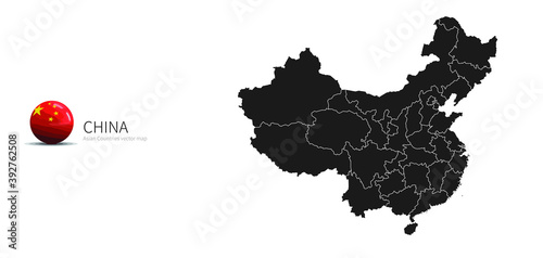 China Map and Flag Icon Map...