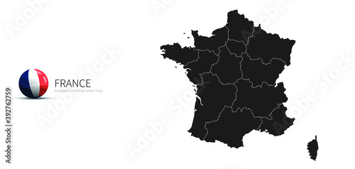 France Map and Flag Icon Ma...