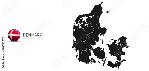 Denmark Map and Flag Icon M...