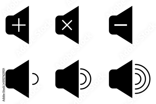 Linear speaker sound icons. Voice vector icon, record. Stock image. EPS 10.