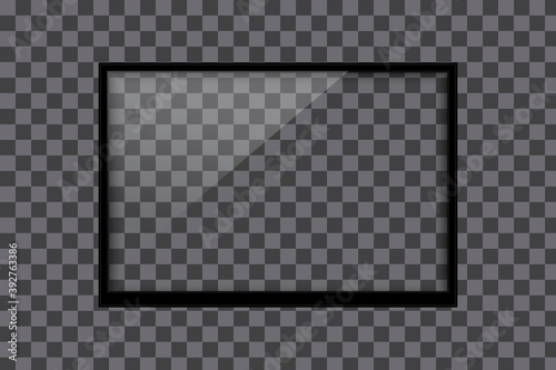 Abstract glass with black frame. 3d futuristic background. Modern dark abstract vector texture. Stock image. EPS 10.