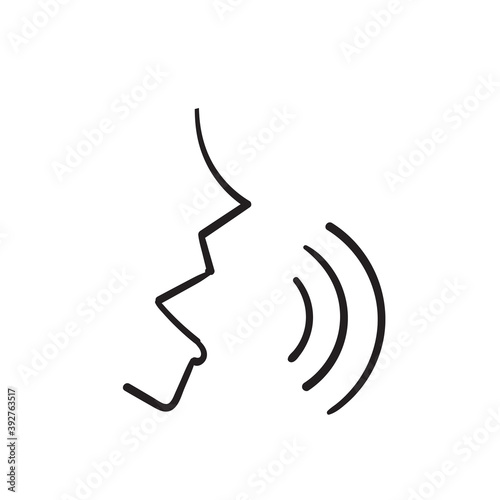 hand drawn doodle Voice recognition concept. Voice control isolated