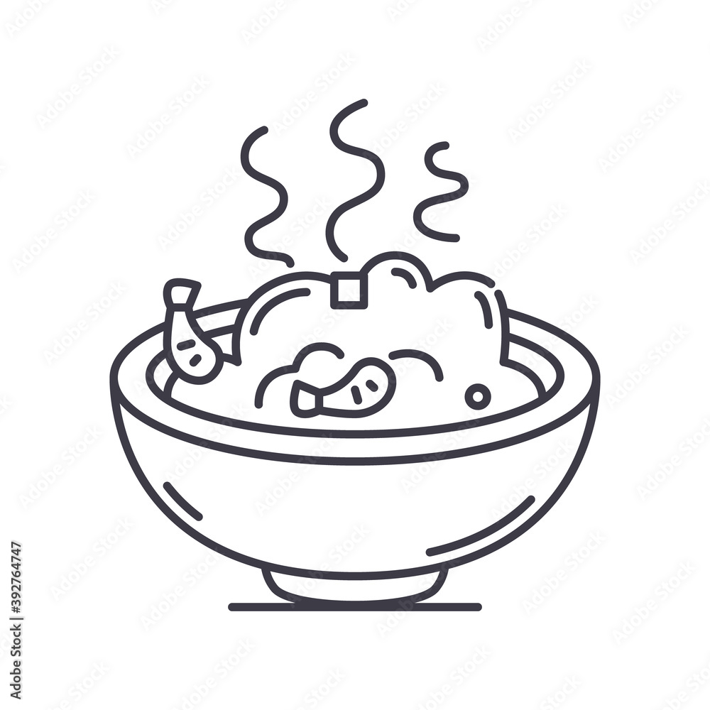 Shrimp fried rice icon, linear isolated illustration, thin line vector, web design sign, outline concept symbol with editable stroke on white background. Shrimp fried rice icon, linear isolated illustration, thin line vector, web design sign, outline concept symbol with editable stroke on white background.
