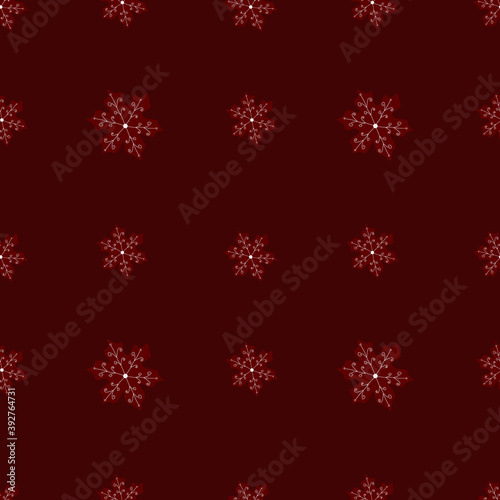 Cute snowflake ilustration seamless pattern with red background.Great for fabric,textile,wrapping paper,scrapbooking,kids pattern.