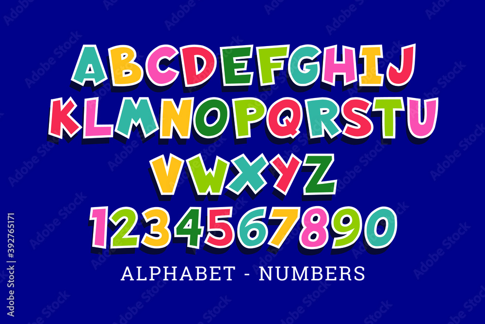 Kids alphabet and number design vector illustrations.